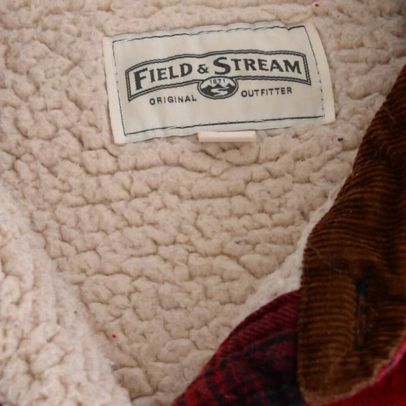 Field And Stream Navy & Red Teddy Bear Lined Corduroy Patches Button Up Shacket - Picture 11 of 11